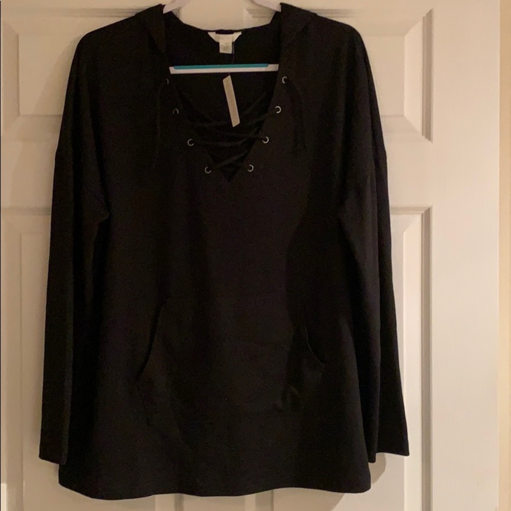 Caslon lace up hoodie NWT size xl
